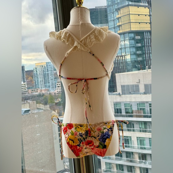 🆕 ZIMMERMANN 🧿 NWT Alight Frill Knit Scoop Bikini, Ivory Floral - SZ 2 US 6/8 - Picture 7 of 15